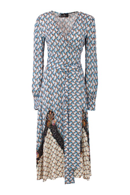 Shop ETRO  Abito: Etro abito a portafoglio con stampa floreale.
Abito midi a portafoglio in tessuto sablé, caratterizzato da una cintura in vita e decorato da una stampa Floralia piazzata che valorizza le linee dell'abito.
Scollatura a V.
Cintura in vita.
Vestibilità regular con gonna svasata.
Composizione: 97% viscosa, 3% elastan.
Fabbricato in Italia.. 11659 5098-0250